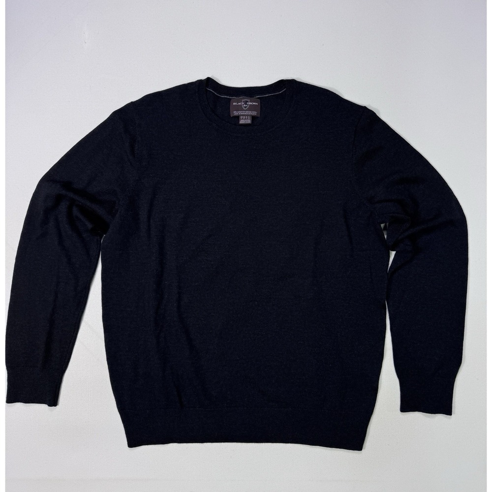 Black Brown 1826 Merino Wool Sweater Men's Large Grey Crew Neck Minimalist City